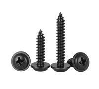 MOOPW Acier inoxydable 304 Avec rondelle Tête ronde Vis auto taraudeuses Croix Tête bombe Vis à bois M3 x 30mm 50 Pcs