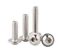 MOOPW Acier inoxydable 304 Vis à tête bombée Hexagonal interne avec rondelle Tête ronde Machine Boulons Fixations M4 x 10mm 50 Pcs