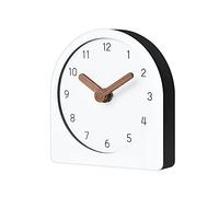 mooqs Horloge en Bois silencieuse sans tic-tac à Piles décorative Petite Mini étagère Moderne analogique Bureau cheminée Blanche (Ronde)
