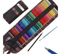 Moore Ensemble de Crayons de Couleur Premium Art de 48 pièces de Couleurs Vives pré-aiguisées pour Adultes et Enfants, avec Un Taille-Crayon en Alliage de Kum Gratuit dans Un étui Enroulable en Toile