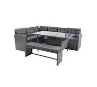 Concept Usine – Salon de jardin Moorea 8 places résine anthracite coussins verts