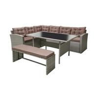 Moorea Salon De Jardin Résine Gris & Café 8 Places Gris