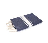 MOORISH IDOL Malibu XL - Fouta Traditionelle Unie Malibu XL - Rayure Classique - 100X200 cm - Bleu Jean