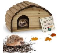 Moorland Abris pour Hérissons en Bois FSC 35×21 cm - Cabane pour Herisson Extérieur avec Toit à Lattes de Bois - Maison Herisson Extérieur Prêt à l’Emploi, Étanche & Compact - Modèle IH3