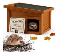 Moorland Abris pour Hérissons en Bois FSC 40×34 cm - Cabane pour Herisson Extérieur avec Toit Étanche & Amovible, Entrée Labyrinthe Ventilée - Maison Herisson Extérieur Résistant & Isolé - Modèle IH1