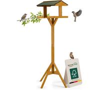 Moorland Nichoir Mangeoire Oiseaux Exterieur sur Pied 116 cm avec Toit - Grande Mangeoire Cabane Oiseaux en Bois de Sapin pour Jardin Balcon Terrasse - Résistant aux Intempéries Toute l'Année - VH5