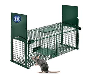 Moorland Piege Rats Stable Cage Trappe Piège Vivant réutilisable 61x21x23cm - Deux Entrées Piege a Animaux - Piege a Fouine Vivant Renards, ragondin, Lapin, mouffette, rongeurs - 5067