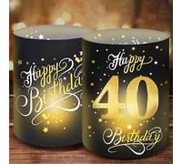 Moorle 12 lanternes de table pour 40 anniversaires, décoration de table Happy Birthday, bougeoir or noir