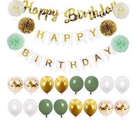 Moorle Ballon d'anniversaire blanc doré