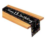 Moorle Chemin de table d'anniversaire pour enfants - 13 ans - Noir - Décoration de table d'anniversaire pour garçon et fille - Décoration de fête d'anniversaire 13 ans