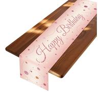 Moorle Chemin de table Happy Birthday - Décoration de table d'anniversaire - Or rose - 180 x 33 cm