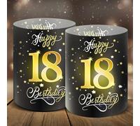Moorle Lot de 12 photophores décoratifs de table 18e anniversaire homme, 18 ans Happy Birthday, décoration de table pour femmes