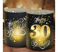 Moorle Lot de 12 photophores décoratifs de table pour 30 ans, 30 ans, Happy Birthday, décoration de table pour 30e garçon, anniversaire fille, photophores décoratifs pour bougies chauffe-plat ou