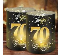 Moorle Lot de 12 Photophores Décoratifs pour 70e Anniversaire, Décoration de Table pour Hommes et Femmes, 70 Ans Happy Birthday