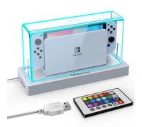 Mooroer Anti Poussière Housse Dock Coque Étui de Protection pour Accessoire Nintendo Switch/Switch OLED avec 16 Couleurs LED Lumière,Résistant Poussière ave Rayures