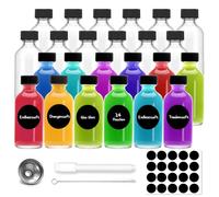 Moorstdel 24 Mini Bouteille Verre 60ml, petite bouteille en verre,Bouteilles Miniatures Réutilisables avec Bouchons Noirs et Entonnoir, Mignonette Vide Pour Huiles Essentielles, Shots de Gingembre et