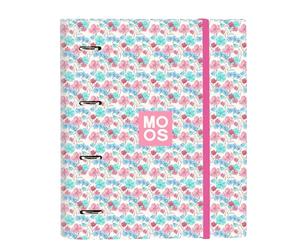 Moos Flores Classeur 4 anneaux de 35 cm avec 100 feuilles A4, idéal pour enfants de différents âges, confortable et polyvalent, qualité et résistance, 27 x 3,5 x 32 cm, multicolore