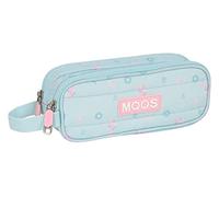 MOOS - Trousse double enfant, étui pour enfants, idéal pour les enfants d'âge scolaire, confortable et polyvalent, qualité et résistance, 21 x 6 x 8 cm, couleur bleu turquoise, Bleu turquoise, Estándar, décontracté