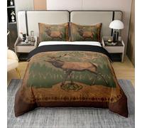 Moose Coton Parure de Lit,Cerf Sauvage Housse de Couette,Flèche Tribale Ethnique Sud Ouest Literie Set 200x200,Rustique Exotique Nordique Linge de Lit,Western Country Linge de Lit
