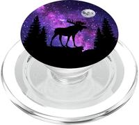 Moose Full Moon Purple Galaxy Astronomy Gift PopSockets PopGrip pour MagSafe