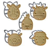 Moose Goods Lot de 5 emporte-pièces animaux de la ferme pour fête d'anniversaire d'enfants ou fêtes à thème - Comprend des emporte-pièces en forme de poulet, cochon, vache, cheval, mouton