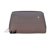 Moose Mountain - Petite trousse de maquillage portable en cuir avec imprimé arbre de pin sauvage pour femme, fermeture éclair dorée, doré, One Size, Trousse de maquillage