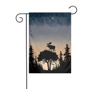 Moose Mountain Pine Tree Wilderness Drapeau de jardin imprimé 30,5 x 45,7 cm pour décoration extérieure, tissu avec manchon de 3 cm, convient pour jardin, pelouse, terrasse, balcon