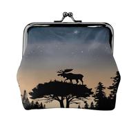Moose Mountain Pine Tree Wilderness - Porte-monnaie compact pour femme avec serrure imperméable pour cadeaux de voyage, Noir , Taille unique, Sac à dos décontracté