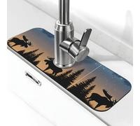 Moose Mountain - Tapis de robinet absorbant en diatomite, motif pierre sauvage, protection anti-éclaboussures pour salle de bain et cuisine (38,1 x 14 cm)