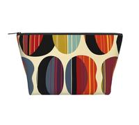 Moose Mountain Trousse de maquillage trapèze avec imprimé sapin sauvage Rangement élégant pour beauté et cadeaux pour femmes et filles, Style rétro moderne du milieu du siècle avec des formes de