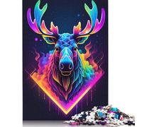 Moose Neon Colorful Puzzle 1000 Pièces Educa Jouet en Bois Cadeau Unique Décoration Intérieure Jeu Éducatif Challenge Toy Adultes & Enfants des 14 Ans 1000pcs (40x28cm)