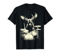 Moose Playing Drums Funny Music Animal Drummer Graphic T-Shirt