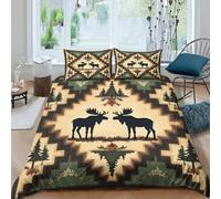 Moose silhouette Linge de Lit Confortable Hypoallergique 3 pièces Rustic lodge decor Ensemble De Literie avec 2 x Taies d'oreiller Super Douce for Décoration de Chambre Super king（260x220cm）