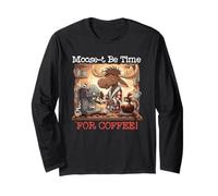 Moose-t Be Time for Coffee Funny Moose in Bathrobe Pun Manche Longue