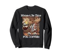 Moose-t Be Time for Coffee Funny Moose in Bathrobe Pun Sweatshirt