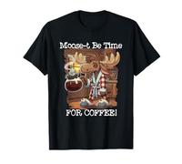 Moose-t Be Time for Coffee Funny Moose in Bathrobe Pun T-Shirt