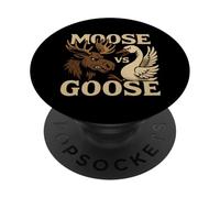 Moose vs Goose Animal Funny Animal Moose Goose Battle Retro PopSockets PopGrip Adhésif