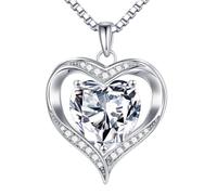 MOOSEA Collier avec pendentif en forme de cœur en moissanite pour femme - Collier en argent sterling 925 pour femme, cadeau de Saint-Valentin ou de fête des mères pour elle, cadeau d'anniversaire pour