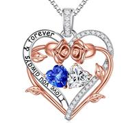 MOOSEA Collier en moissanite en forme de cœur rose - Cadeau pour femme - Argent sterling S925 - Pierre de naissance - Collier en moissanite 0,8 ct - Couleur D - Clarté VVS1 - Cadeau d'anniversaire, de