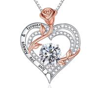 MOOSEA Collier en moissanite en forme de cœur rose pour femme, collier en moissanite 1-3 carats, couleur D, clarté VVS1, bijou d'anniversaire, cadeau d'anniversaire pour femme, maman, épouse, 1.0