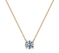 MOOSEA Collier rond en moissanite pour femme, couleur D 1 carat, clarté VVS1, collier diamant créé en laboratoire, or rose jaune blanc 14 carats, collier avec pendentif :, 14K Rose Gold-Vermeil,