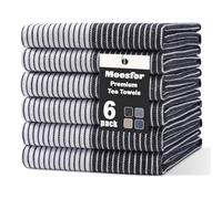 Moosfor Lot de 6 torchons de cuisine 100 % coton bio, très absorbants, non pelucheux à séchage rapide, pour cuisine, 46 x 72 cm, noir