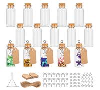 Mooshy 15 pièces Fiole en Verre 10ml mini Bocaux en Verre Petite Fiole avec Bouchon Mini Bouteilles de Souhaits avec étiquette Bouteilles D'épices