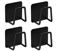 Mooshy 4 Pcs Porte éponge en Acier Inoxydable, Support éponge Cuisine Auto-Adhésif, Crochet de Suspension Mural Autocollant sans Poinçonnage pour Salle de Bain, Cuisine (Noir)