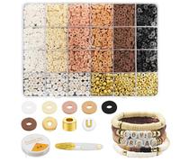 Mooshy Lot de 2414 perles pour bracelets en argile polymère, 6 mm, à faire soi-même, avec lettres, pour colliers et bracelets d'amitié