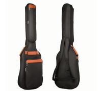 moosiker Sac de transport rembourré pour guitare basse 6 mm, sangle de cou et poches, housse souple pour guitare basse électrique, orange + noir, sac de guitare s'ouvre de la fermeture éclair du haut