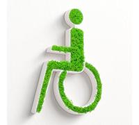 MOOSWERK Plaque de porte de WC pour personnes handicapées, avec mousse véritable, naturelle et élégante, pour les toilettes accessibles, blanche, facile à installer avec des pastilles adhésives