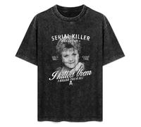 Mootaa Men's Women's Washed Vintage T Shirt Angela Lansbury Unisex Antique Wash T-Shirts Black M