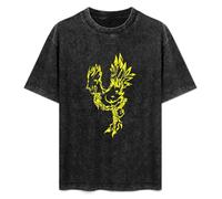 Mootaa Men's Women's Washed Vintage T Shirt Chocobo Art Unisex Antique Wash T-Shirts Black M