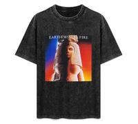 Mootaa Men's Women's Washed Vintage T Shirt Earth Wind & Fire Raise Tall Unisex Antique Wash T-Shirts Black 3XL